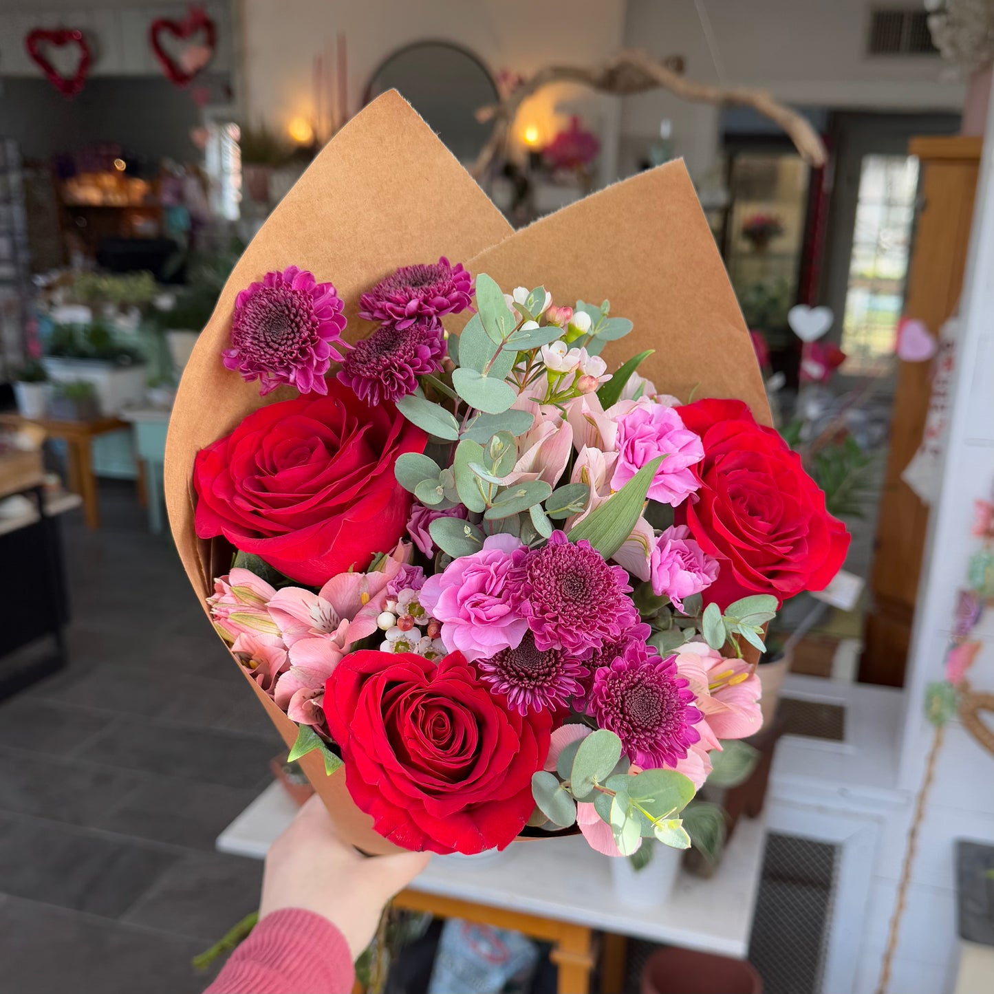 Valentine’s Paper Wrapped Bouquet – Pleasant Acres Nursery, Inc., Westerly RI