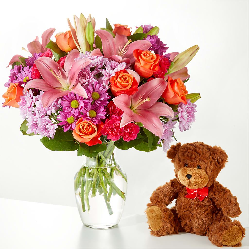 One and Only Bouquet and Bear Bundle – Pleasant Acres Nursery, Inc., Westerly RI