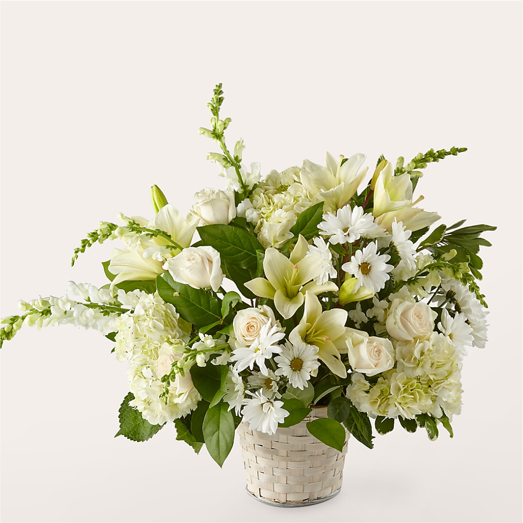 Ivory Elegance Floral Basket – Pleasant Acres Nursery, Inc., Westerly RI