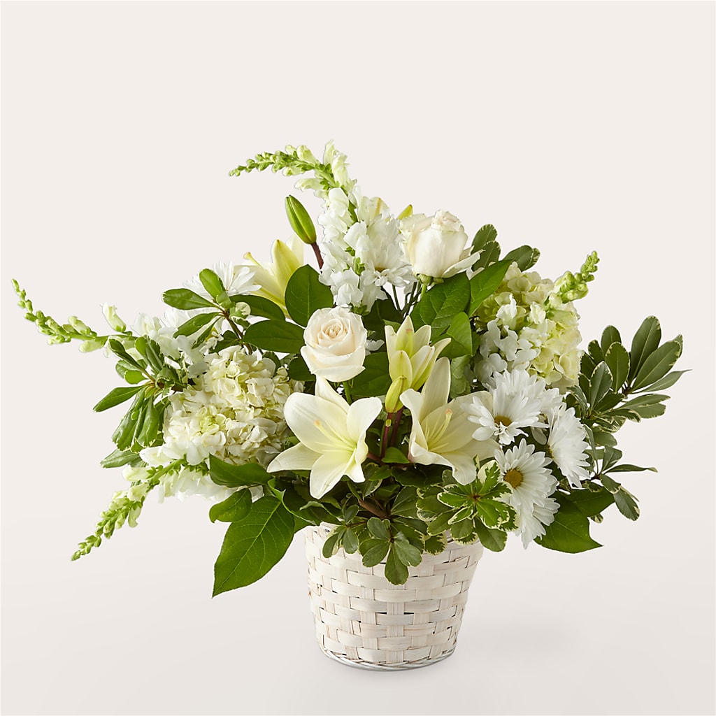 Ivory Elegance Floral Basket – Pleasant Acres Nursery, Inc., Westerly RI