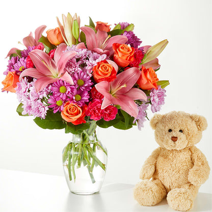 One and Only Bouquet and Bear Bundle –  Pleasant Acres Nursery, Inc., Westerly RI