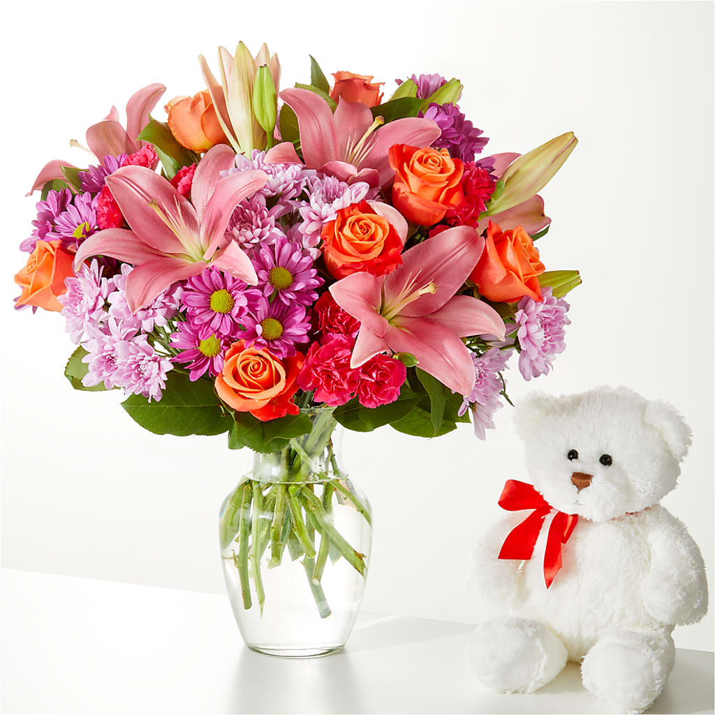 One and Only Bouquet and Bear Bundle –  Pleasant Acres Nursery, Inc., Westerly RI